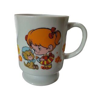 Vtg Gibson Greeting Cards Footed Coffee Tea Mug A Little Girl Is Retro Flowers